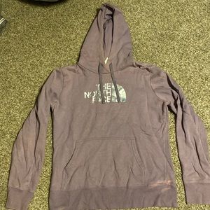 purple north face hoodie size medium